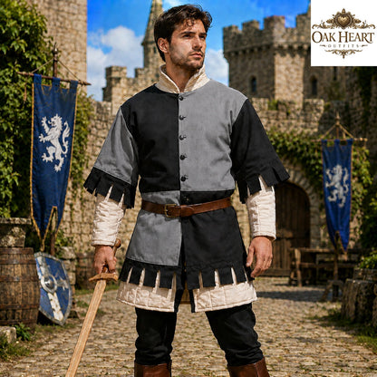 Medieval Cotton Gambeson Yellow Black | Quilted Padded Armor Jacket