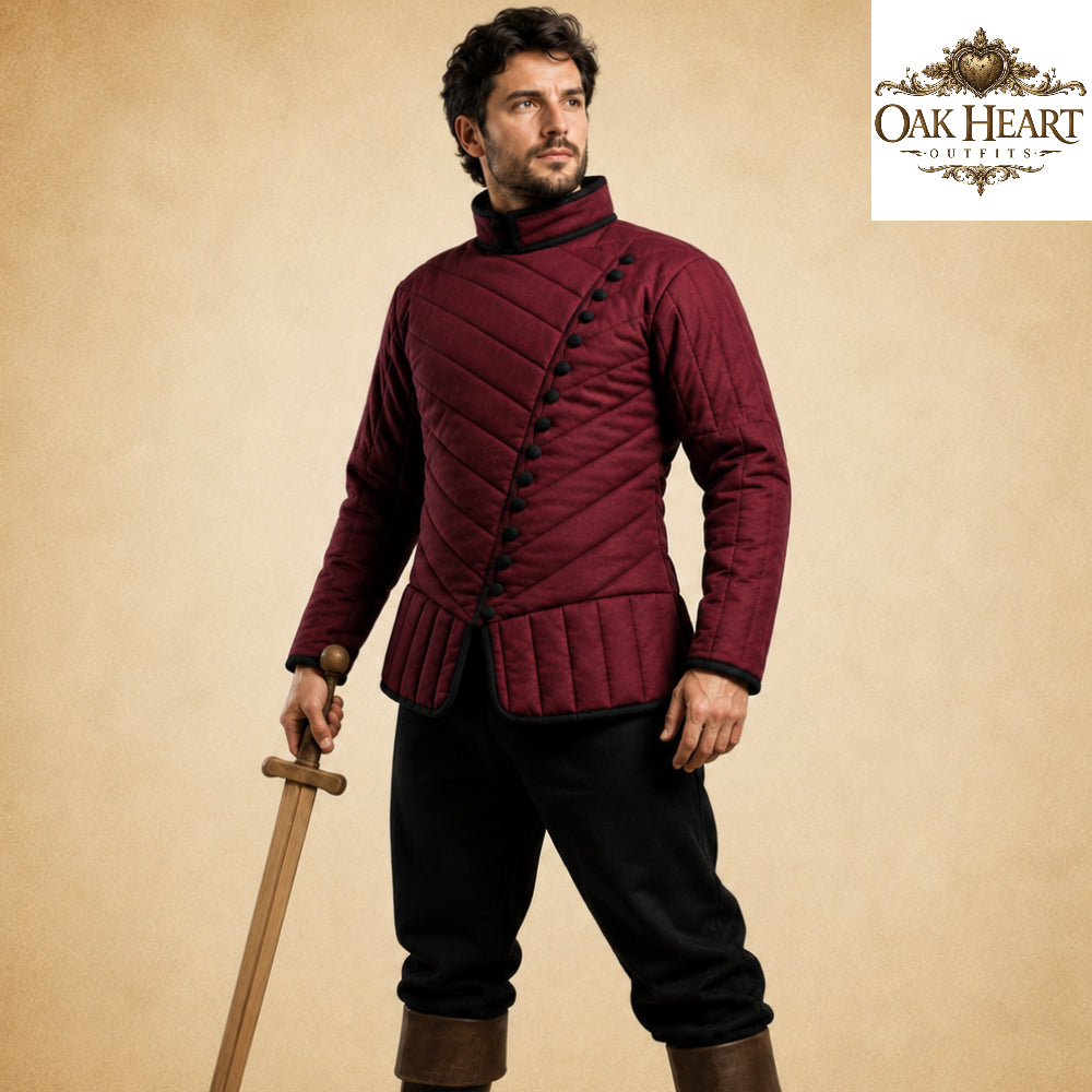 Medieval Asymmetrical Gambeson – Quilted Padded Armor Jacket for LARP