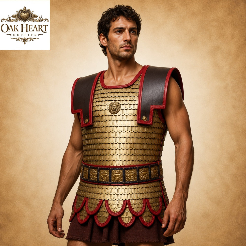 Roman Lorica Squamata Armor in Brass Scales – Ideal for LARP, Reenactment & Cosplay (36x26mm)