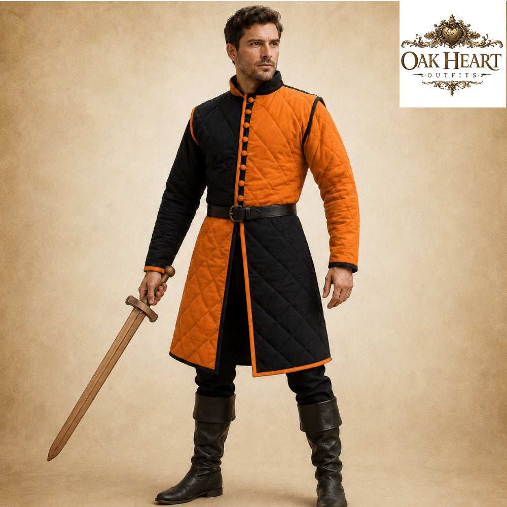 Templar Red & Black Gambeson – Historical Reenactment Armor Coat