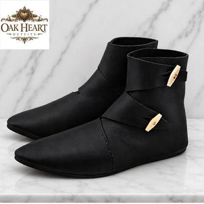 Ravenhold Medieval Leather Ankle Boots – Viking LARP Shoes, Renaissance Faire
