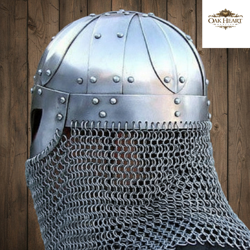 18 Gauge Viking Chainmail Helmet – Medieval Battle Armor with  Stand