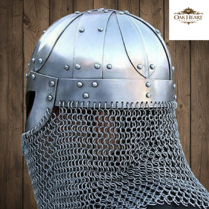 18 Gauge Viking Chainmail Helmet – Medieval Battle Armor with  Stand