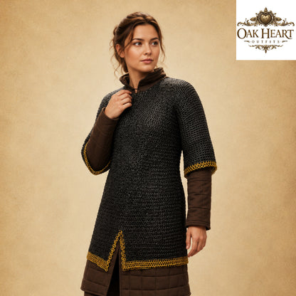 Medieval Chainmail Shirt – 8MM Flat Riveted Rings with Brass Rows