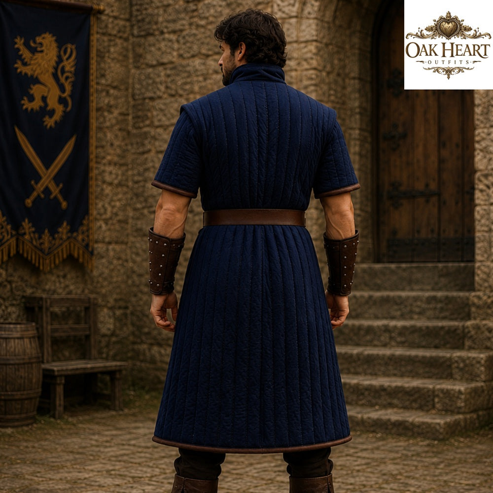 Medieval Crimson Gambeson – Quilted Padded Aketon Armor, Ren Faire