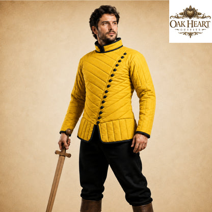 Medieval Asymmetrical Gambeson – Quilted Padded Armor Jacket for LARP
