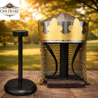 King Arthur Monty Python Helmet with Brass Butted Chainmail – Medieval Knight Armor