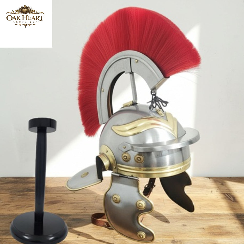 Roman Centurion Helmet Red Plume With Display Stand , New Year Gift