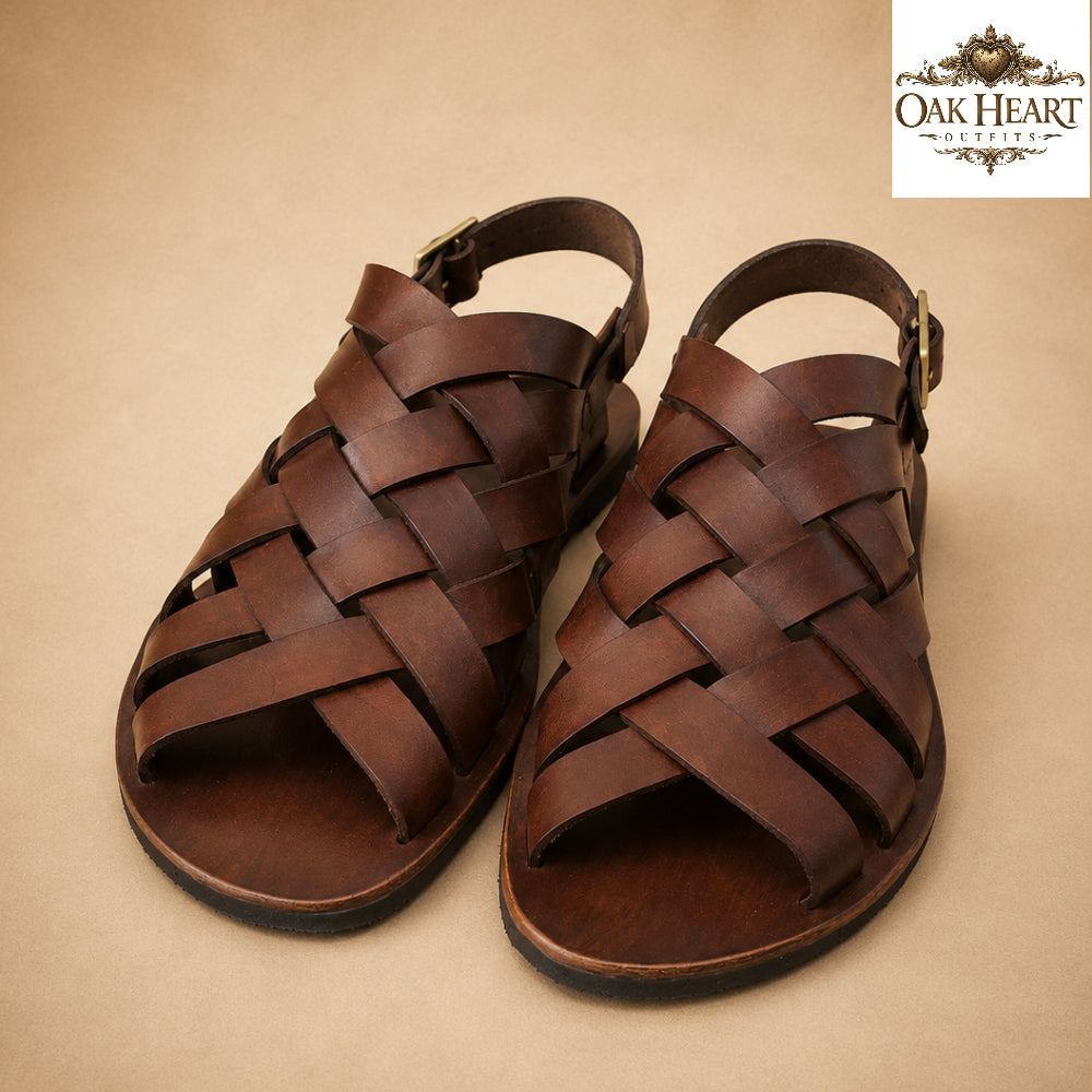 Handmade Roman Greek Sandals – Leather Strappy Flat Shoes