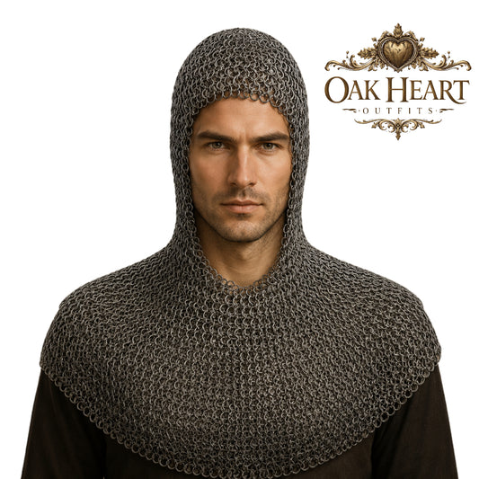 Medieval Knight Chainmail Hood – 9MM Riveted Round Ring Coif