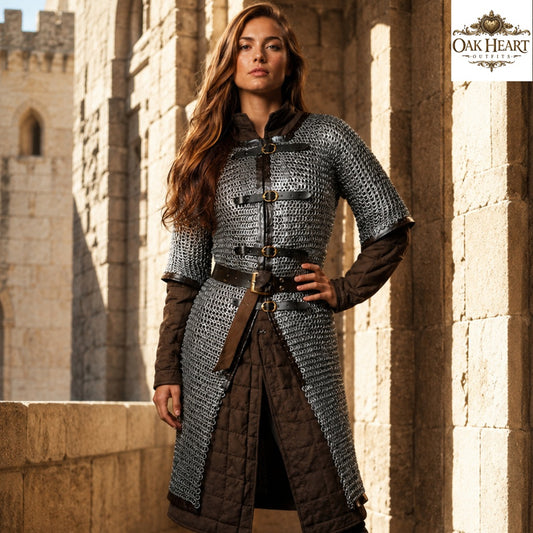 Medieval Dark Gray Aluminum Chainmail Hauberk – 9MM Flat Ring Halloween Costume