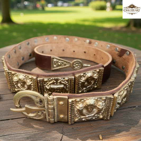 Roman Legion Belt - Leather Cingulum with She-Wolf Emblem