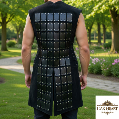 Men’s Brown Leather Gladiator Armor Outfit – Roman Warrior Costume with Buckle Design”