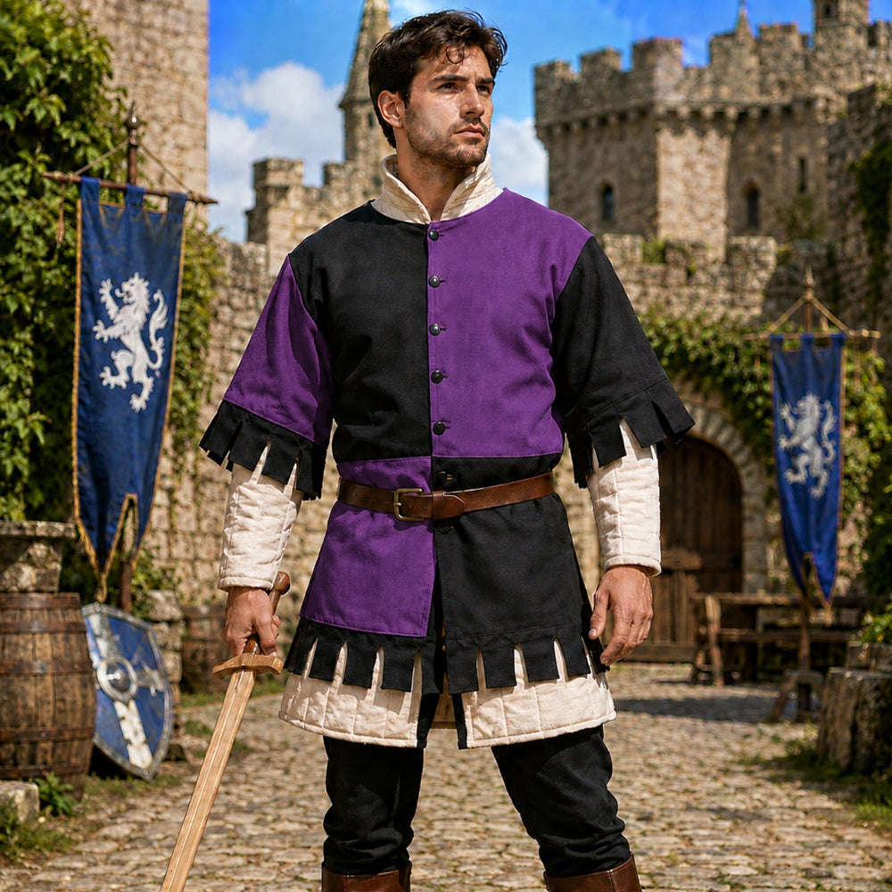 Medieval Cotton Gambeson Yellow Black | Quilted Padded Armor Jacket