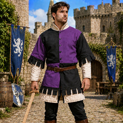 Medieval Cotton Gambeson Yellow Black | Quilted Padded Armor Jacket