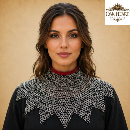 Medieval Chainmail Collar – Handmade Flat Riveted Mail with Solid Washers