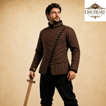 Medieval Asymmetrical Gambeson – Quilted Padded Armor Jacket for LARP
