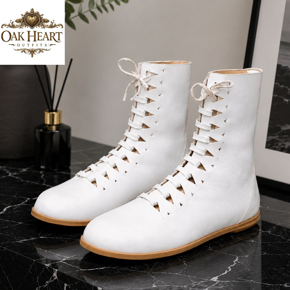 Medieval Leather Lace-Up Boots – Handmade Renaissance &amp; Viking Footwear