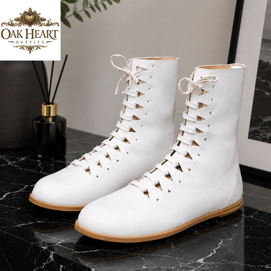 Medieval Leather Lace-Up Boots – Handmade Renaissance &amp; Viking Footwear