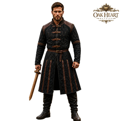 Ren Faire Blue Gambeson Costume for Men – Medieval Padded Armor Jacket,
