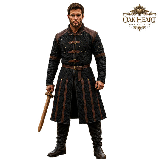 Ren Faire Blue Gambeson Costume for Men – Medieval Padded Armor Jacket,