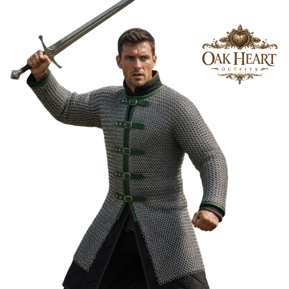 Medieval Aluminum Chainmail Hauberk, 10mm Flat Riveted Rings with Solid Washer, LARP Armor