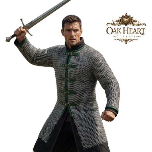 Medieval Aluminum Chainmail Hauberk, 10mm Flat Riveted Rings with Solid Washer, LARP Armor