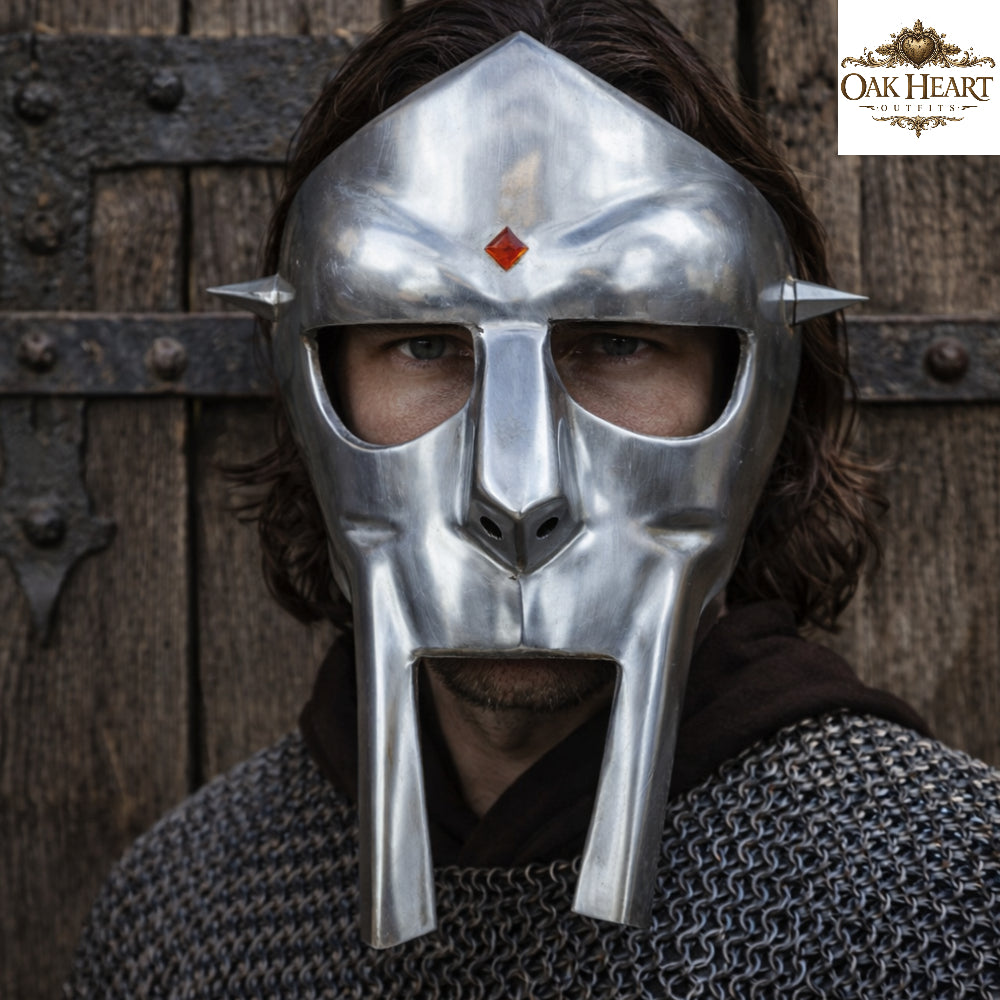 MF DOOM Mask Replica – Metal Rapper Mask, Hip Hop Cosplay Helmet