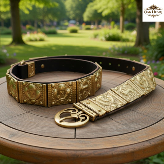 Roman Legion Belt - Leather Cingulum with She-Wolf Emblem