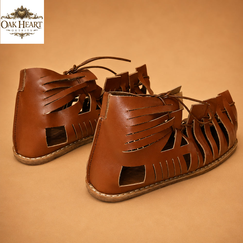 Handcrafted Roman Gladiator Sandals for Men | Brown Leather Lace-Up Summer Sandals |