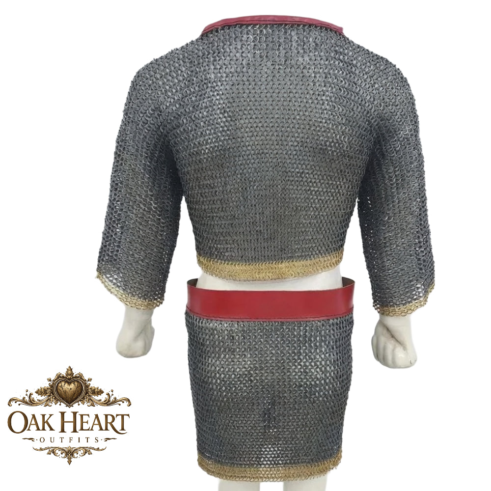 Medieval Chainmail Shirt with Skirt – 8mm Flat Riveted Half Body Armor