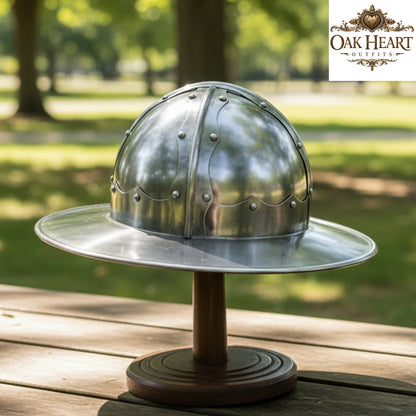 Medieval Kettle Hat Helmet 18 Gauge Steel – Authentic Wearable Knight Armor Display Piece