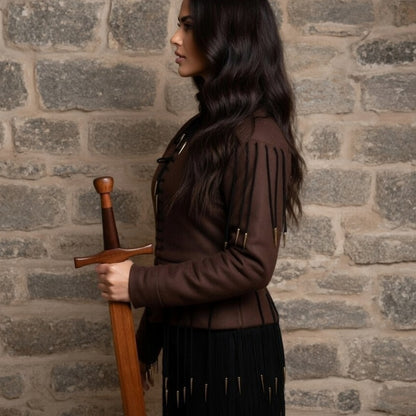 Yellow Lace-Up Medieval Archer Top – Viking Gambeson for LARP, Ren Faire & Reenactment