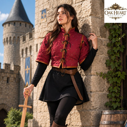 Witcher Cotton Gambeson for Women – Quilted Padded Vest, Medieval Armor