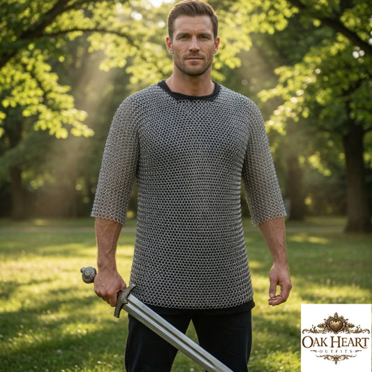 Medieval Aluminum Chainmail Shirt – 9MM Butted Rings, Half Sleeve Haubergeon