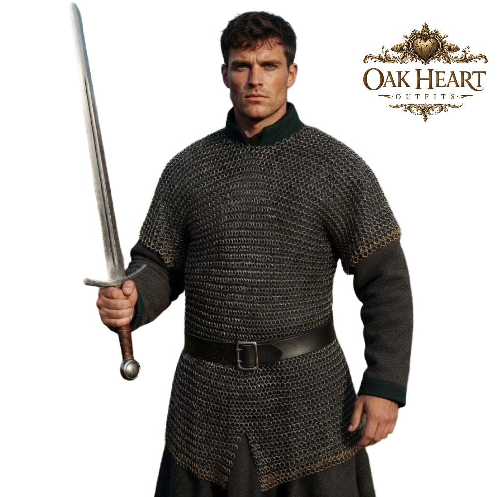 Medieval Chainmail Shirt – 8MM Flat Riveted MS Armor with Short Sleeves