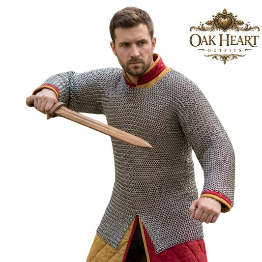 Aluminum Chainmail Hauberk – 10mm Flat Riveted Rings Lightweight Medieval Armor