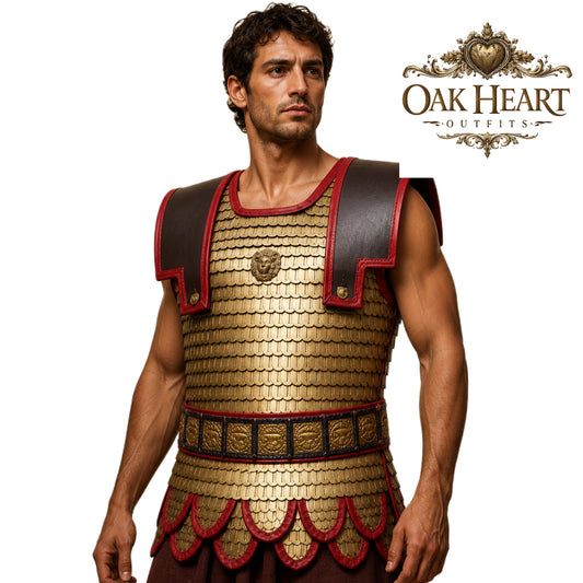Roman Lorica Squamata Armor in Brass Scales – Ideal for LARP, Reenactment & Cosplay (36x26mm)