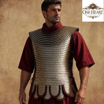 Roman Lorica Squamata Brass Scale Armor (15x25 mm) | Historical Reenactment Costume with Pteruges