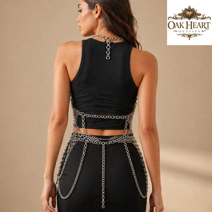 Anodized Aluminum Chainmail Top & Skirt Set | Women’s Medieval Armor Costume for LARP, Ren Faire & Festival Wear