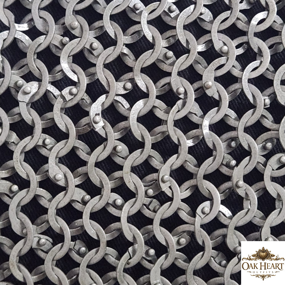 Medieval 9mm Flat Riveted Chainmail Hauberk – Mild Steel Half Sleeve Armor
