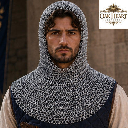 Medieval Aluminum Chainmail Hauberk – 9MM Riveted Ring Armor with Washers,