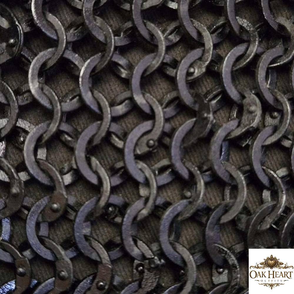 Black Aluminum Chainmail Shirt 10mm 16 Gauge – Riveted Medieval Hauberk for LARP & Reenactment