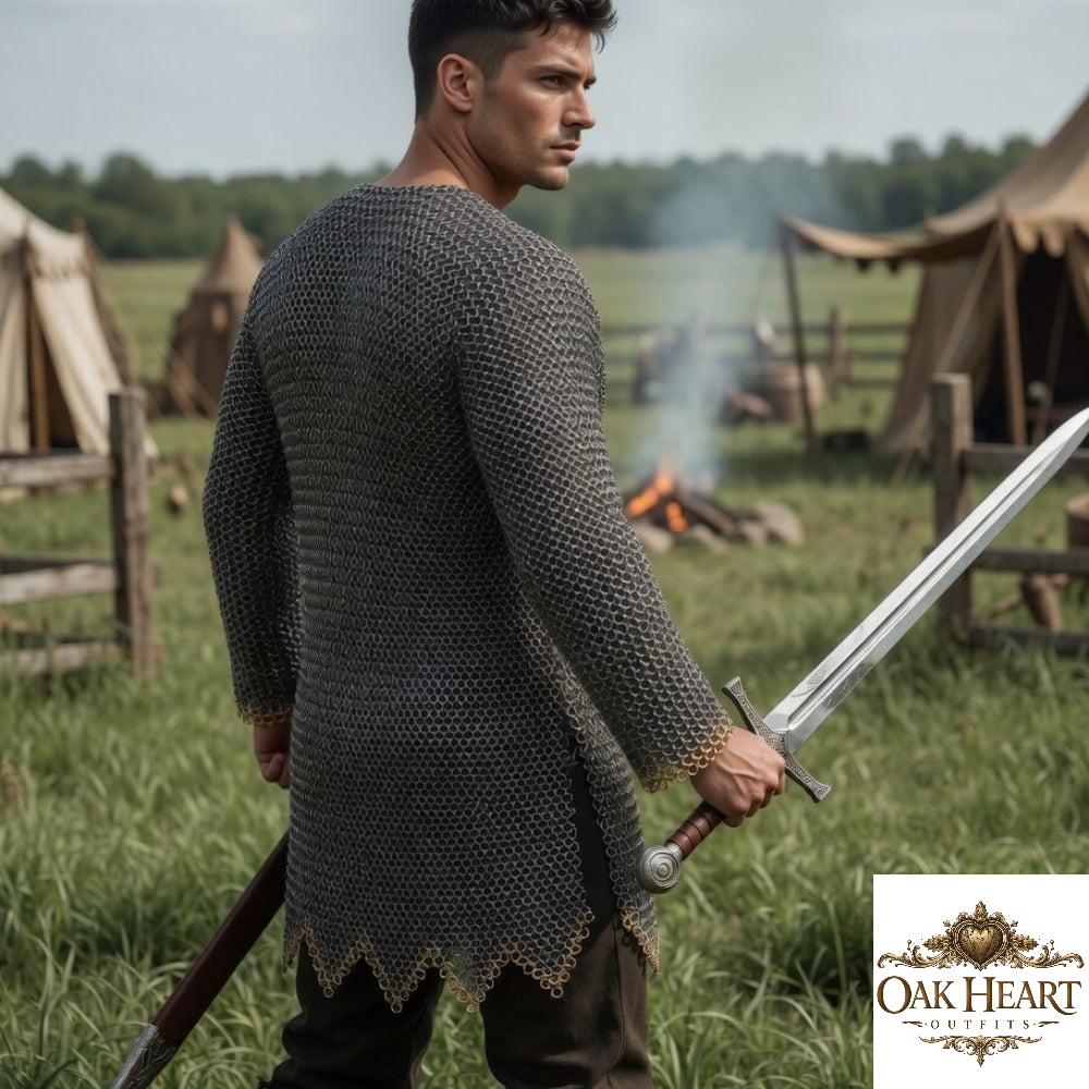 Medieval Chainmail Shirt Hauberk – 9mm Flat Riveted Armor for LARP & Reenactment