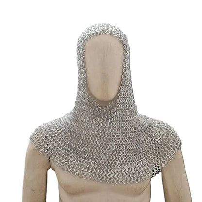Medieval 9MM Chainmail Half Hauberk – Flat Riveted Armor with Brass Trim