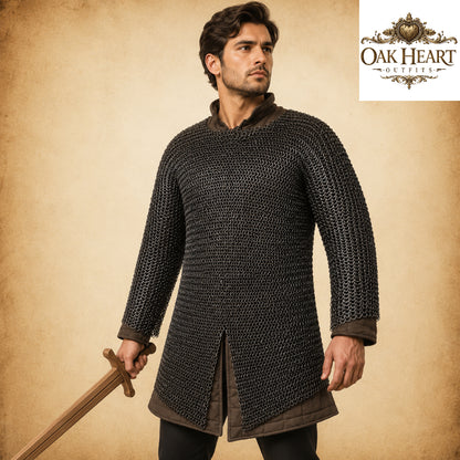 Medieval Chainmail Shirt | 9mm Round Riveted Rings with Flat Washers | Handmade LARP Armor | Viking Hauberk