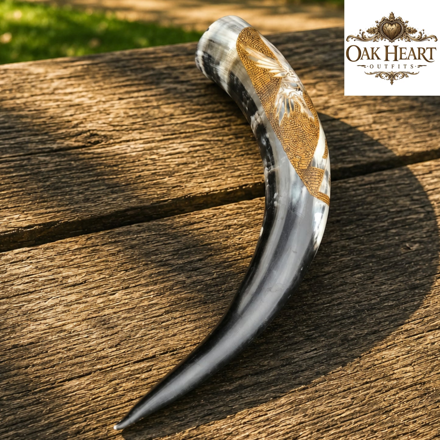 Viking Drinking Horn | Handcrafted Engraved Mead Horn | Nordic Horn Mug