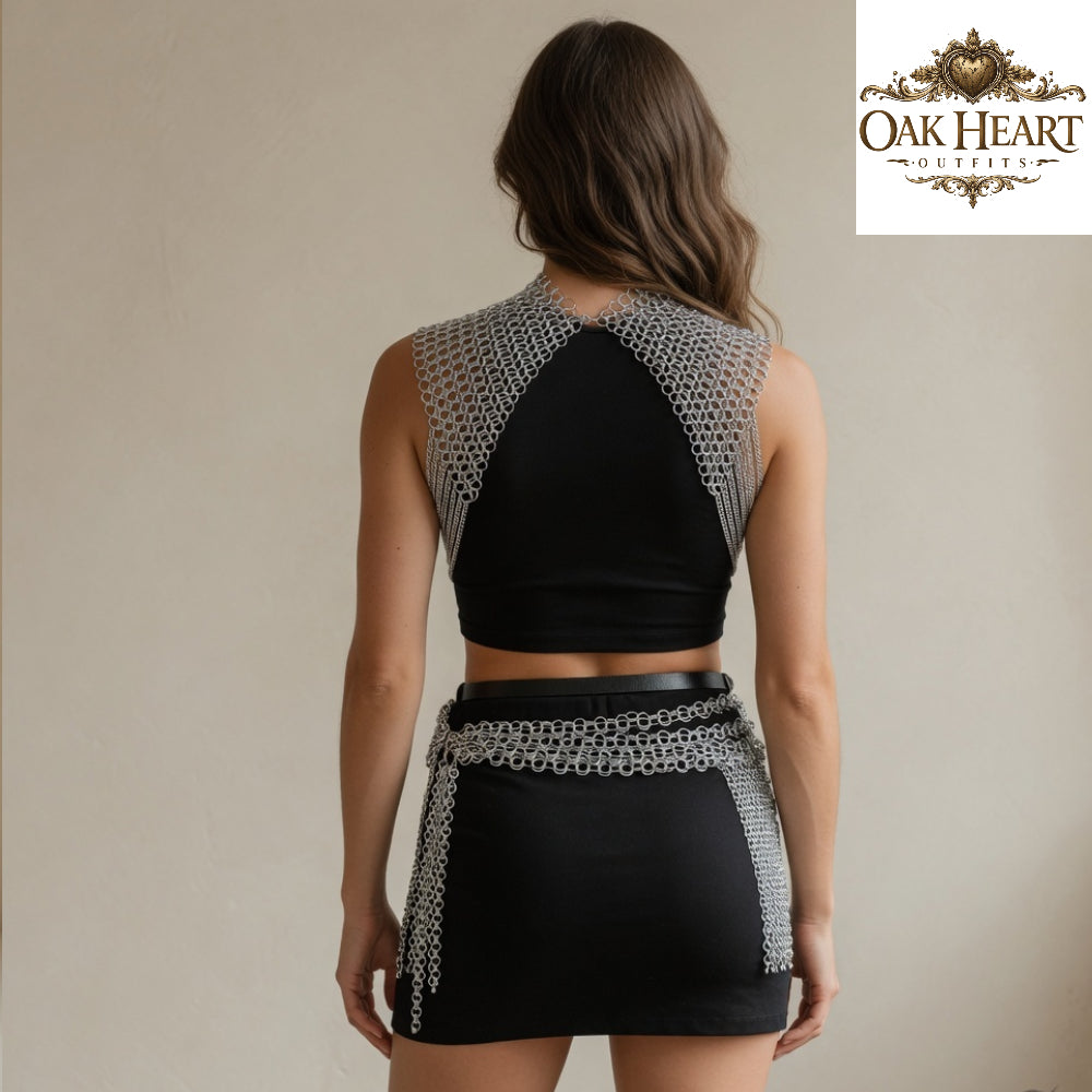 Aluminum Chainmail Top with Belt | 10mm Butted Rings, Medieval Ren Faire, Cosplay Costume for Women