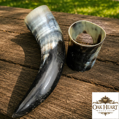 Medieval Viking Horn Mug Set – Handmade Natural Drinking Horn