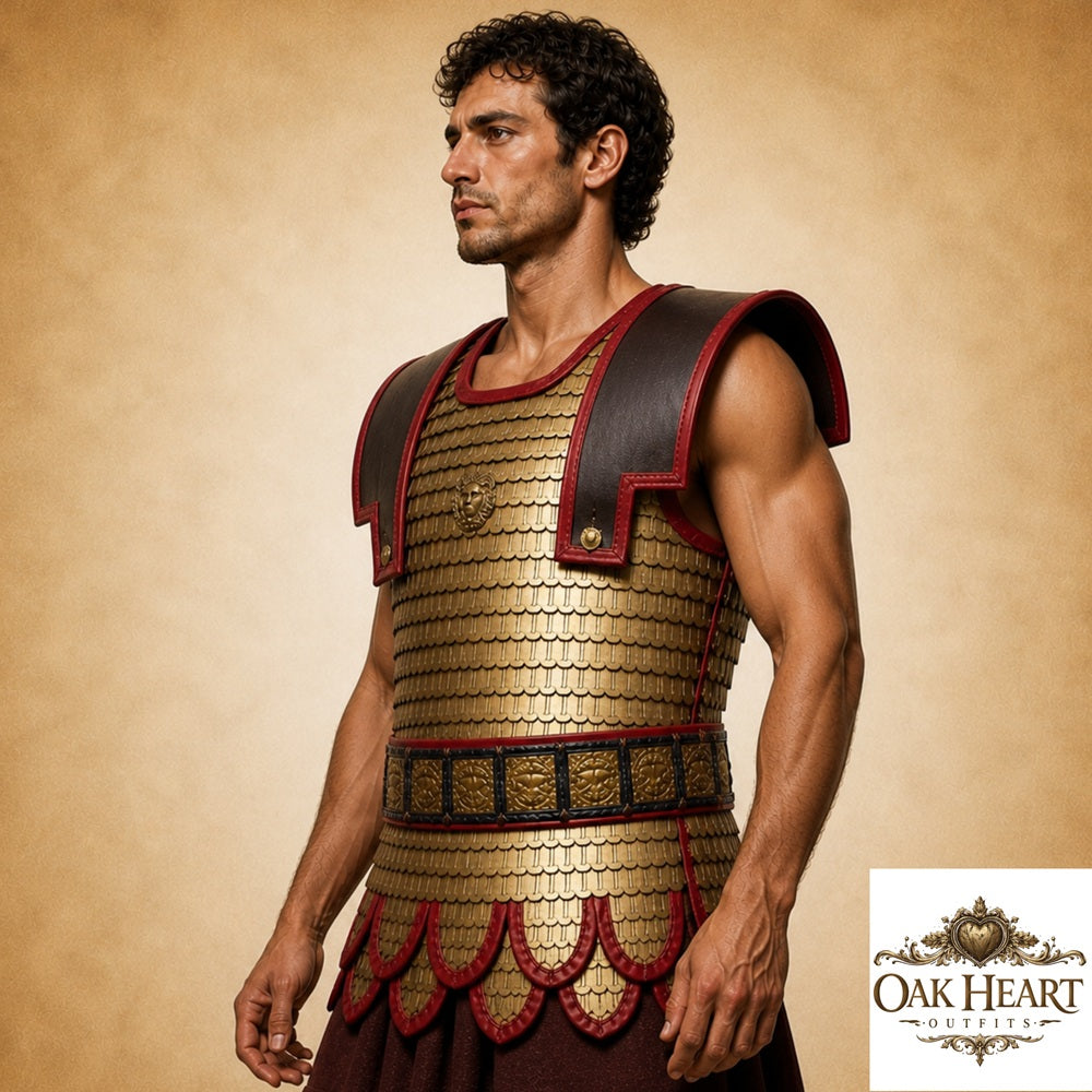Roman Lorica Squamata Armor in Brass Scales – Ideal for LARP, Reenactment & Cosplay (36x26mm)